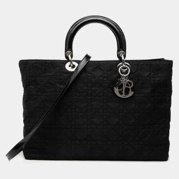 مملوكة مسبقًا Dior Black Extra Large Nylon Cannage Lady Dior