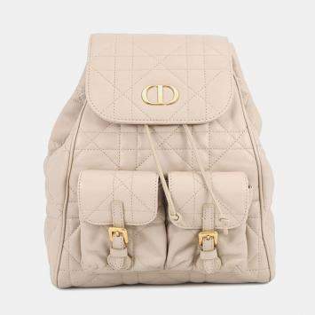 مملوكة مسبقًا Dior Caro Macrocannage Backpack Powder beige Lambskin Size Medium