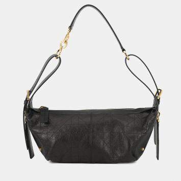 مملوكة مسبقًا Dior Flat Macrocannage D-Journey Bag Black Calf Leather Size Small