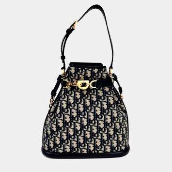 مملوكة مسبقًا Dior Navy Blue Canvas Oblique Se Medium