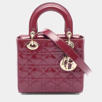 مملوكة مسبقًا Christian Dior Dior Lady Small Cannage Handbag In Patent Leather Red