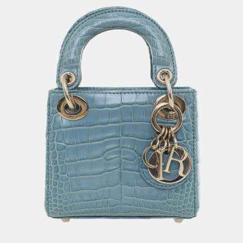 مملوكة مسبقًا Dior Alligator Micro Lady Dior Blue Bag