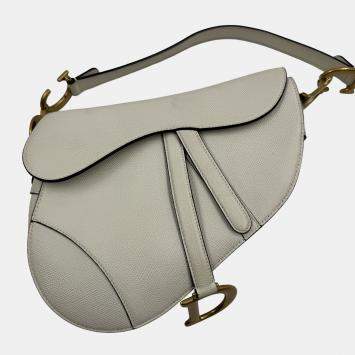 مملوكة مسبقًا Dior White Leather Saddle Medium