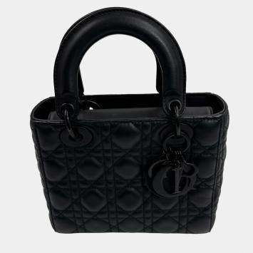 Pre Owned Christian Dior Black Ultramatte Abc (Small Size) Lady Dior