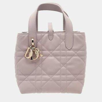 Pre Owned Christian Dior Toujours Vertical Small Powder Pink Macrocannage Calfskin Top Handle Bag
