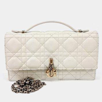 Pre Owned Christian Dior White Leather My Dior Top Handle Mini Bag