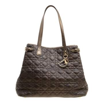 Pre Owned Dior Bronze Coated Canvas Medium Panarea Shopper Tote