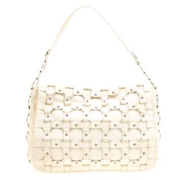 Pre Owned Dior Cream Leather Croisette Hobo