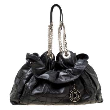 Pre Owned Dior Black Cannage Leather Le Trente Hobo