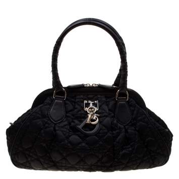 Pre Owned Dior Black Cannage Nylon Charming Doctor Satchel
