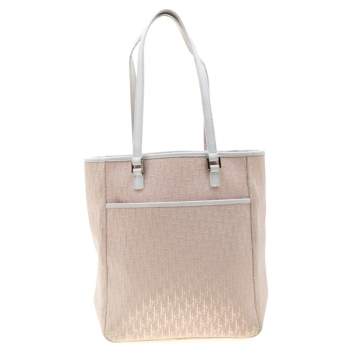 Pre Owned Dior Pink/White Diorissimo Canvas and Leather Tote 