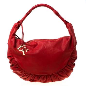 Pre Owned Dior Red Leather Gypsy Hobo