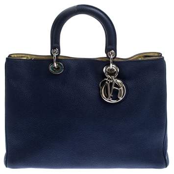 Pre Owned Dior Blue Leather Large Diorissimo Shopper Tote