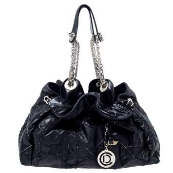 Pre Owned Dior Black Cannage Leather Le Trente Hobo