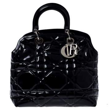 Pre Owned Dior Black Cannage Quilted Leather Granville Tote