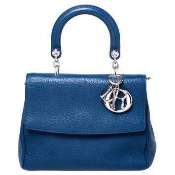 Pre Owned Dior Blue Leather Small Be Dior Flap Top Handle Bag