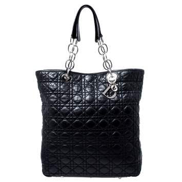 Pre Owned Dior Black Cannage Quilted Leather Soft Shopper Tote