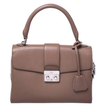 Pre Owned Dior Nude Leather New Lock Top Handle Bag