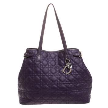 Pre Owned Dior Purple Coated Canvas Medium Panarea Tote