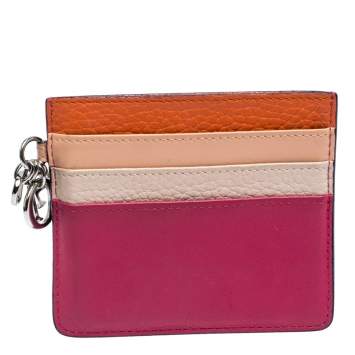 Pre Owned Dior Multicolor Leather Lady Dior Card Holder