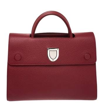 Pre Owned Dior Red Leather Medium Diorever Tote