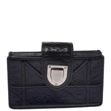 Pre Owned  Dior Navy Blue Patent Leather Diorama Gusset Card Holder