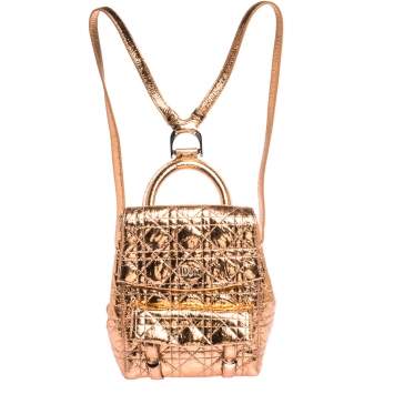 Pre Owned Dior Metallic Peach Cannage Patent Leather Stardust Backpack