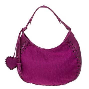 Pre Owned Dior Magenta Oblique Canvas and Leather Ethnic Hobo