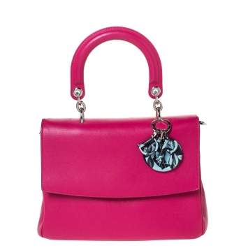 Pre Owned Dior Magenta Leather Be Dior Flap Bag