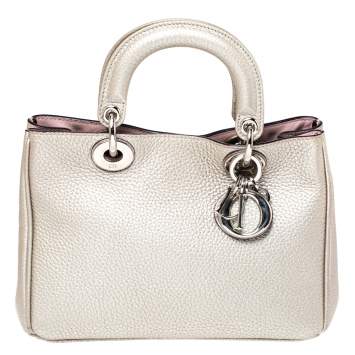 Pre Owned Dior Metallic Leather Mini Diorissimo Tote