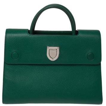Pre Owned Dior Green Leather Medium Diorever Bag