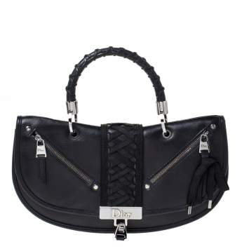 Pre Owned Dior Black Leather Admit It Top Handle Bag