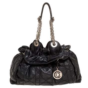 Pre Owned Dior Black Cannage Leather Le Trente Hobo