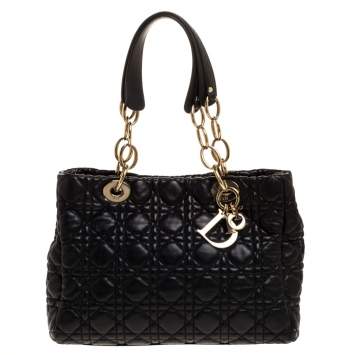 Pre Owned Dior Black Cannage Leather Dior Soft Shopper Tote