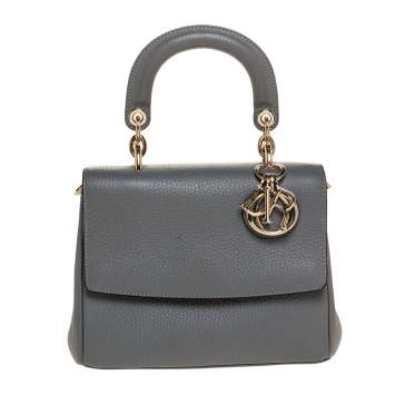Pre Owned Dior Grey Leather Mini Be Dior Top Handle Bag