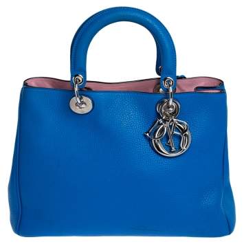 Pre Owned Dior Blue Leather Medium Diorissimo Shopper Tote