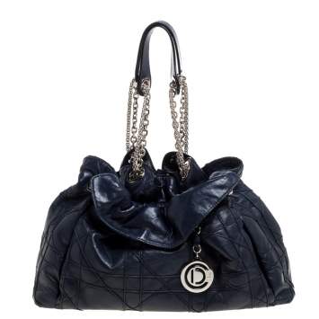 Pre Owned Dior Navy Blue Cannage Leather Le Trente Hobo