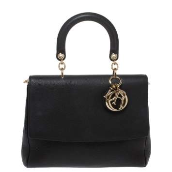 Pre Owned Dior Black Leather Large Be Dior Flap Top Handle Bag