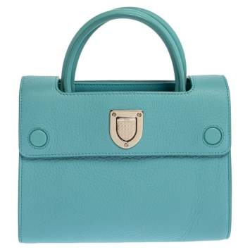 Pre Owned Dior Light Blue Leather Mini Diorever Bag