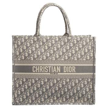Pre Owned Dior Grey Oblique Canvas Book Tote