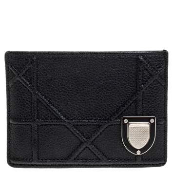 Pre Owned Dior Black Leather Diorama Card Holder