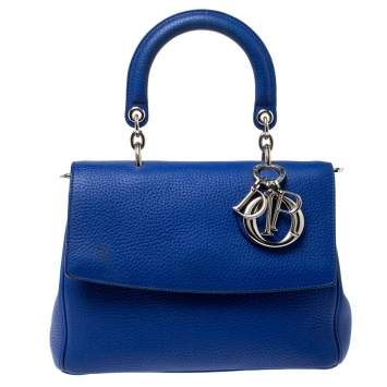 Pre Owned Dior Blue Leather Small Be Dior Flap Top Handle Bag