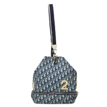Pre Owned Dior Blue/Cream Oblique Canvas No.2 Trotter Sling Bag