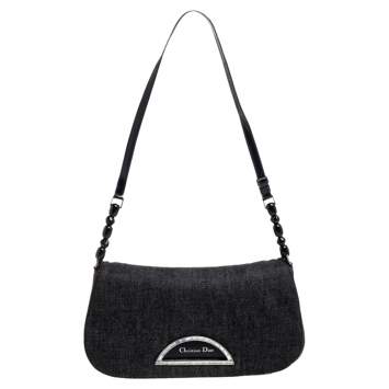 Pre Owned Dior Black Denim Malice Shoulder Bag