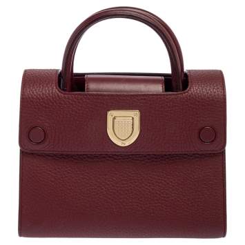 Pre Owned Dior Burgundy Leather Diorever Top Handle Bag