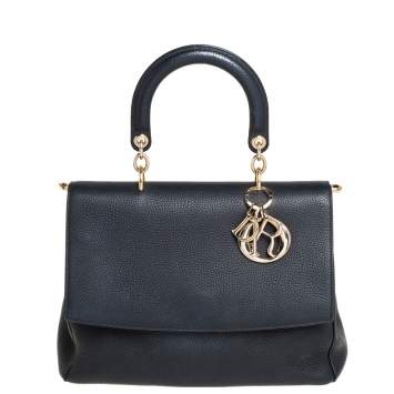 Pre Owned Dior Black Leather Medium Be Dior Flap Bag