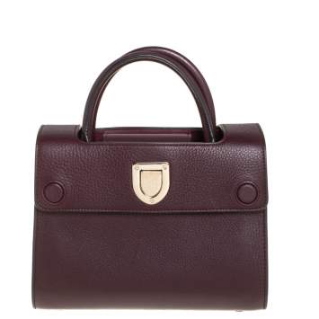 Pre Owned Dior Burgundy Pebbled Leather Mini Diorever Tote