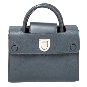 Pre Owned Dior Grey Pebbled Leather Mini Diorever Tote