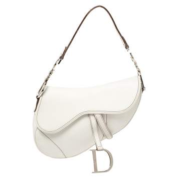 مملوكة مسبقًا Dior White Leather Saddle Bag