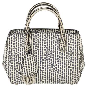 Pre Owned Dior White/Black Python Top Handle Bag